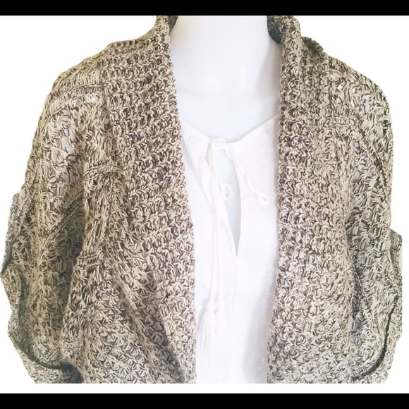 WAREHOUSE ONE Open Front Cardigan With Chunky Button Detail Taupe Beige Sz Large - Picture 5 of 12